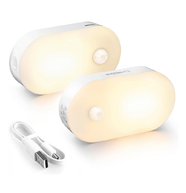 Lyridz USB Rechargeable Motion Sensor LED Night Light (2 Pack)