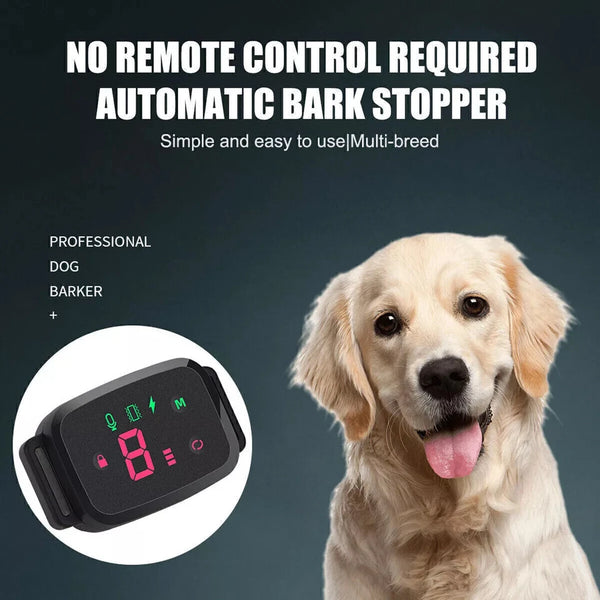 UK Electric Shock Collar for Dog Training. This waterproof, rechargeable collar features an LCD display to help control barking.