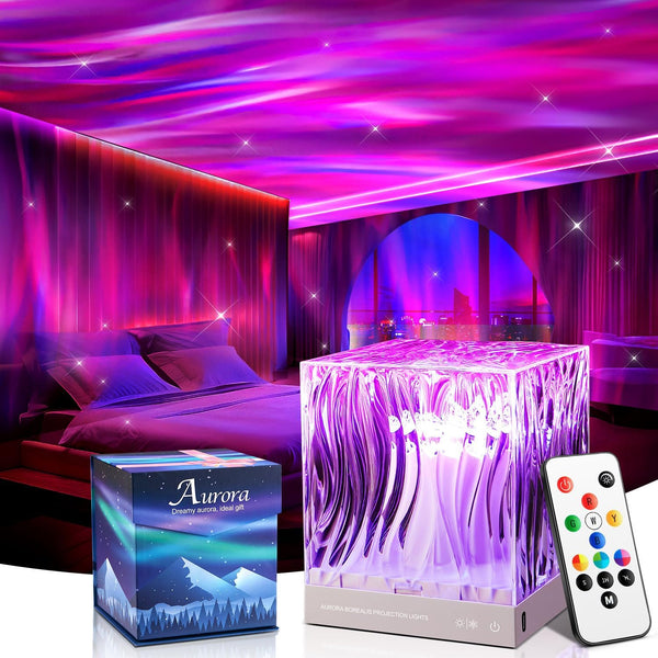 Northern Lights Projector for Bedroom - 18 Color Galaxy Night Light with Remote Control, Timer, Dimmable for Sleep.