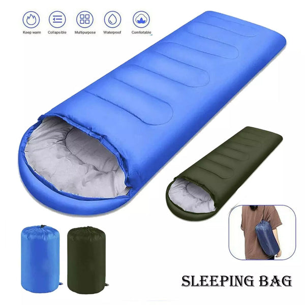 4 SEASON SINGLE SLEEPING BAGS CAMPING RECTANGULAR ENVELOPE ZIP UP KIDS ADULT