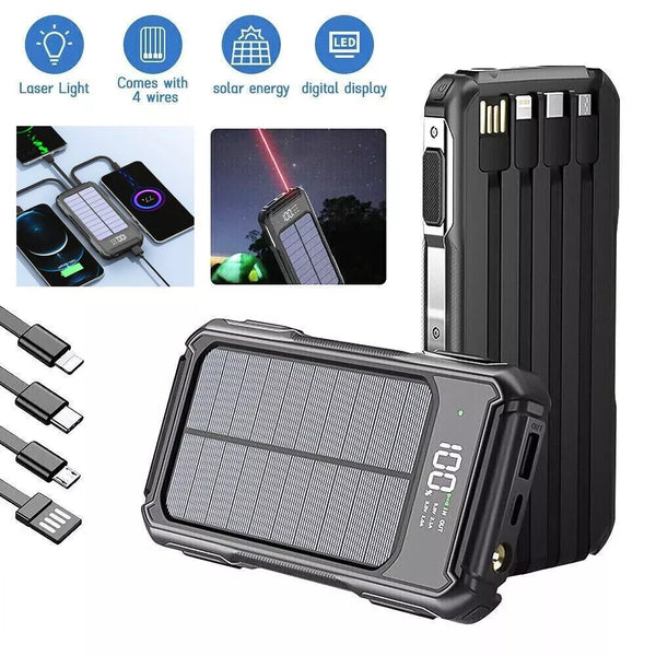 Solar Power Bank 20000mAh 4 USB Backup External Battery Charger for Cell Phone
