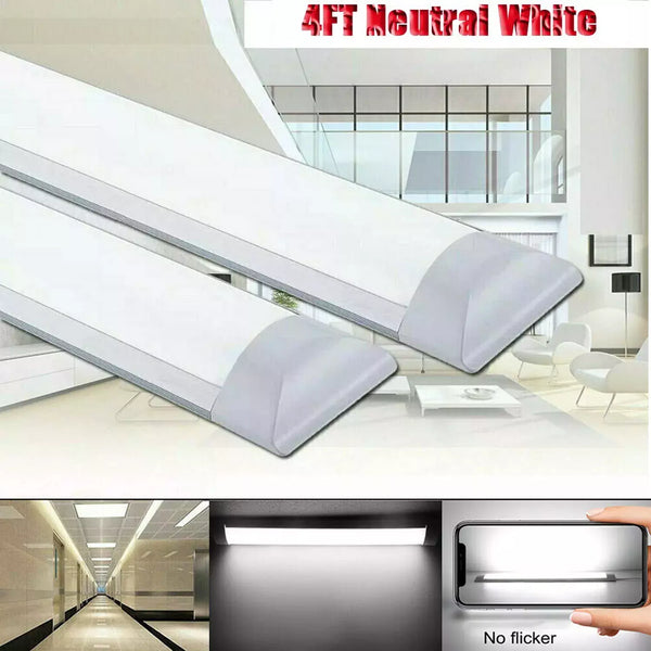 4FT LED Strip Lights Batten Tube Light Office Workshop Garage Ceiling Lamp White