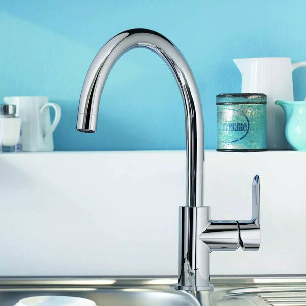 Kitchen Sink Mixer Taps Swivel Spout Single Lever Tap Mono Modern Chrome Faucet