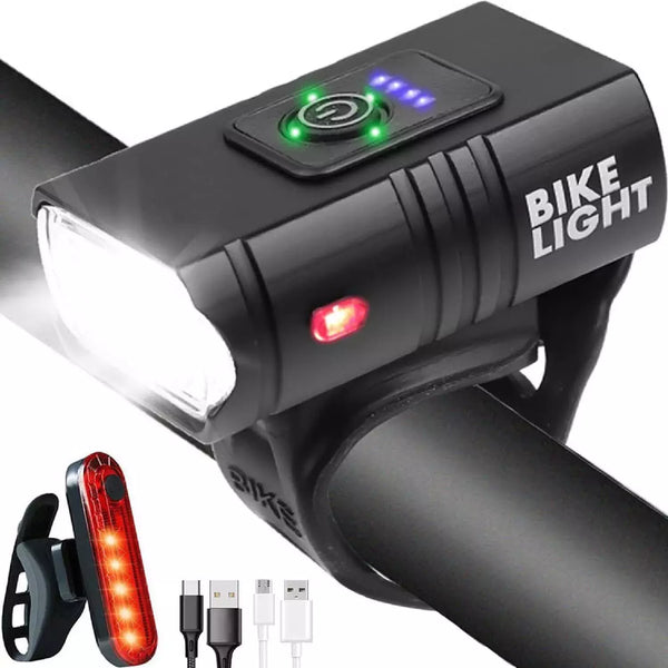 Mountain Bike LED Lights Set – USB Rechargeable Front & Rear Bicycle Torch Lamps for Night Riding