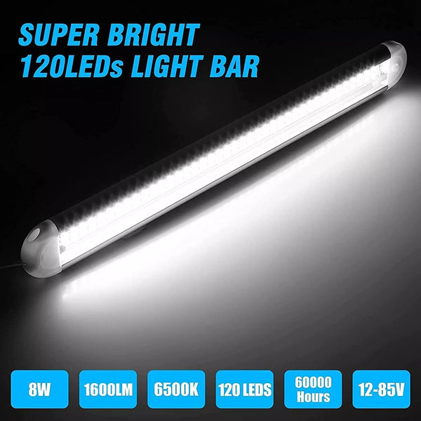 120LED Car Van Interior Tube Strip Light – 12V/24V with ON/OFF Switch for Caravan & Boat Lighting