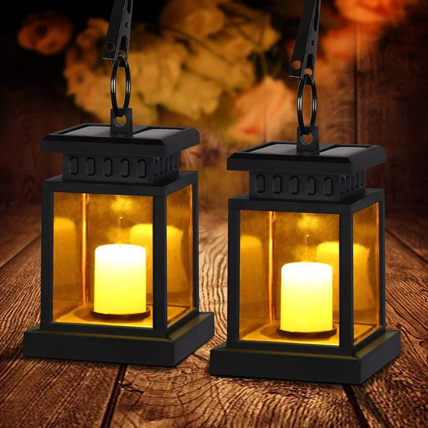 2-Pack Waterproof Solar Hanging Lanterns
