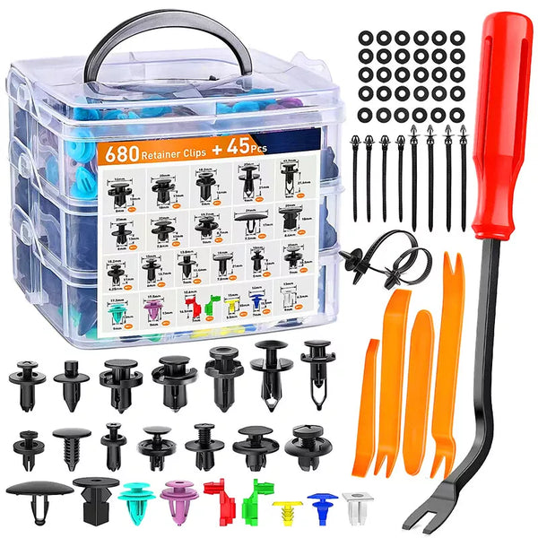 726PCS Car Trim Clips and Fasteners Kit – Auto Plastic Push Rivets, Pins, and Bumper Clips for Vehicle Maintenance