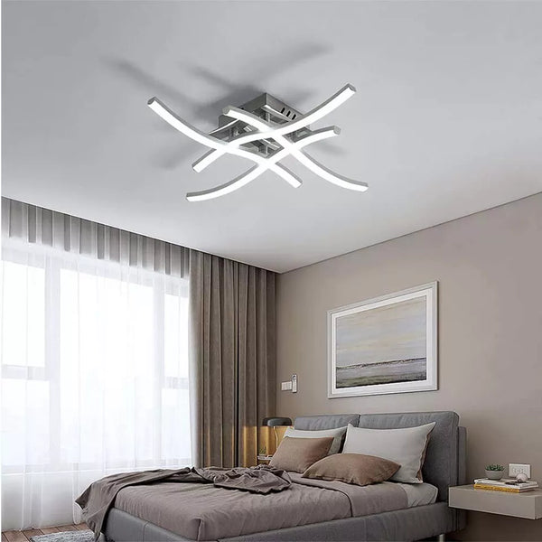 Dimmable LED Ceiling Light 4 Wave Modern Pendant Lamp Living Room Bedroom