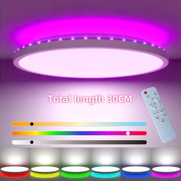 RGB Ceiling Light with Adjustable Backlighting – 3200LM, Dimmable 3000K-6500K, Easy Remote Control