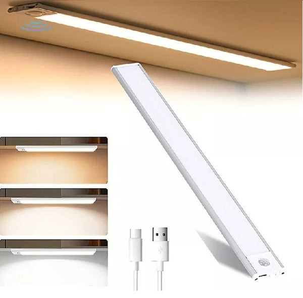 LED PIR Motion Sensor Light Strip – USB Rechargeable Wireless Closet & Cabinet Lamp for Automatic Lighting