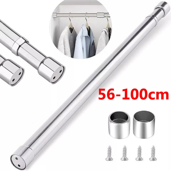 56-100cm Adjustable Stainless Steel Wardrobe Rod – Extendable Closet Clothes Rail