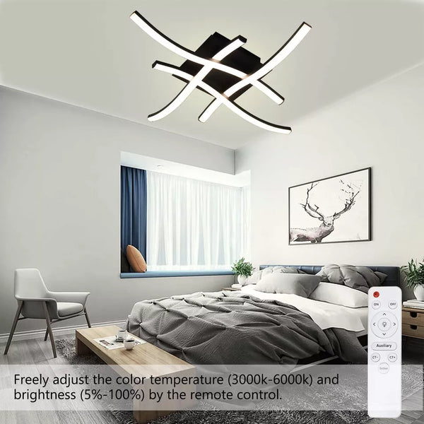 New Dimmable Ceiling Light 4 Wave Lights Modern Kitchen Living Room Bedroom Lamp