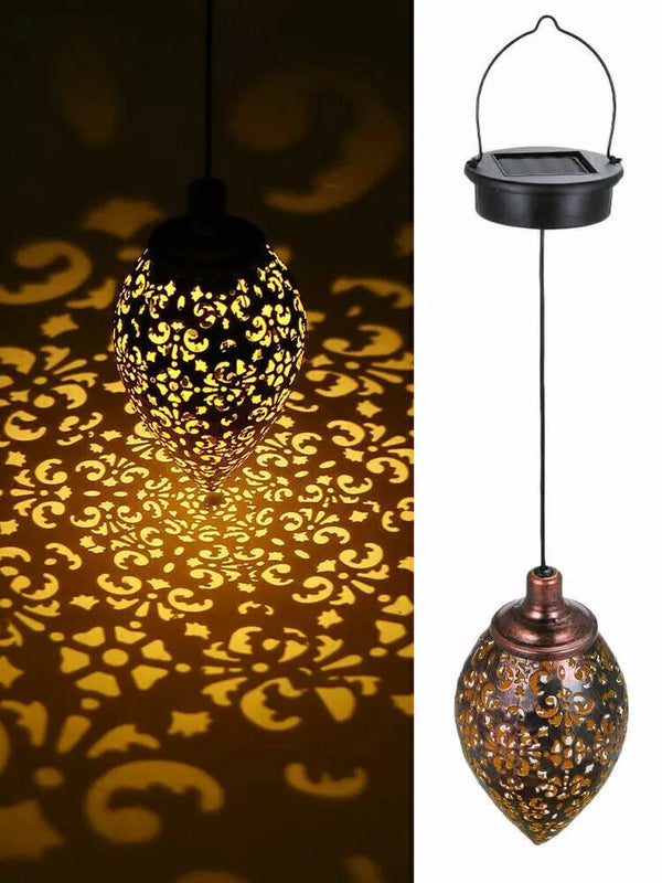 2xSolar Powered LED Morrocan Lantern Light Hanging Lamp Garden Outdoor Landscape