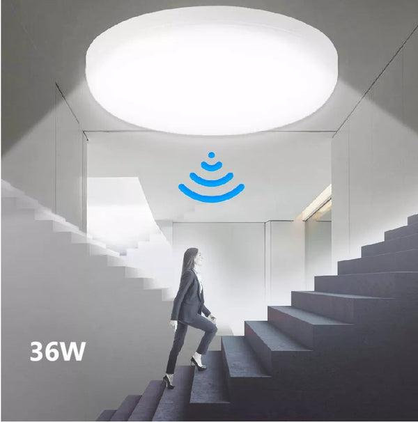 36W LED Ceiling Light with Microwave Motion Sensor – IP65 Waterproof, Energy-Efficient Daylight Lighting for Home and Office Use